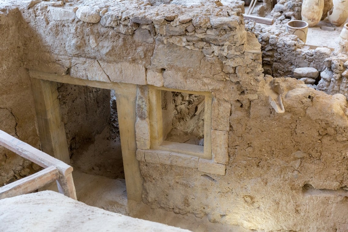 Overview of the Akrotiri archaeological city remains